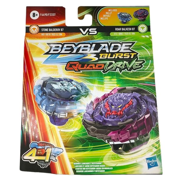 Hasbro F4490 Beyblade Burst Quad Drive Stone Balderov B7 + Roar Balkesh B7