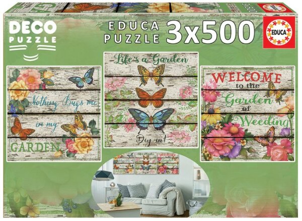 Educa 17965 Landleben Garten 3x500 Teile Deko Puzzle