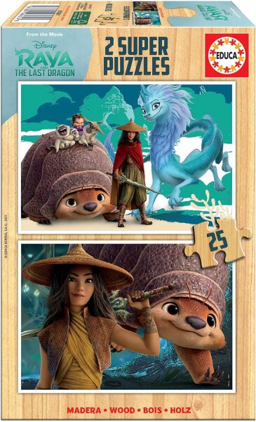 Educa 18878 Raya und Drache 2x25 Teile Holzpuzzle