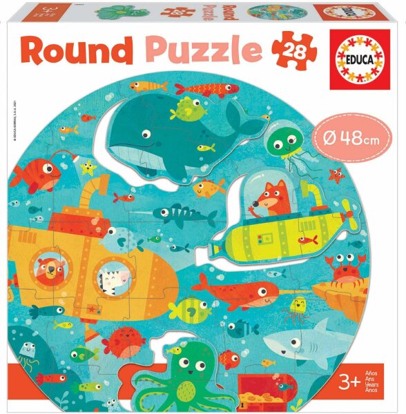 Educa 18907 Unterwasser 28 Teile Rund-Puzzle