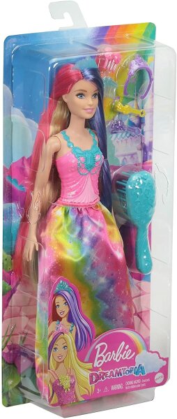 Mattel GTF38 - Barbie Dreamtopia Puppe mit langem Haar, Regenbogenzauber